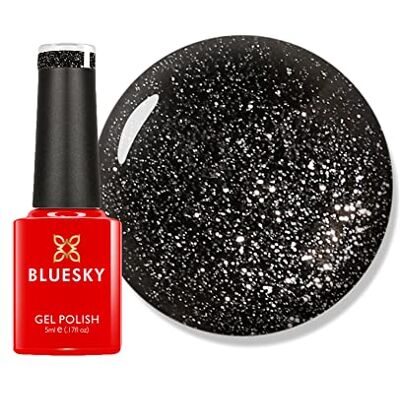 Bluesky Abyss Gel-Nagellack, Schwarz, feiner Glitzer, dunkel, langlebig, splitterfest, 5 ml (Trocknen unter UV-LED-Lampe erforderlich) Bluesky Abyss Gel-Nagellack, Schwarz, feiner Glitzer, dunkel, langlebig, splitterfest, 5 ml (Trocknen unter UV-LED-Lampe erforderlich)