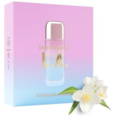 Dicora UrbanFit DICORA URBAN FIT SET L.A. FOR HER + NECESER Damenparfüm EDT 150 ml blumiger und fruchtiger Duft Damenduft mit Mandarine, Orangenblüte und Moschus Dicora UrbanFit DICORA URBAN FIT SET L.A. FOR HER + NECESER Damenparfüm EDT 150 ml blumiger und fruchtiger Duft Damenduft mit Mandarine, Orangenblüte und Moschus