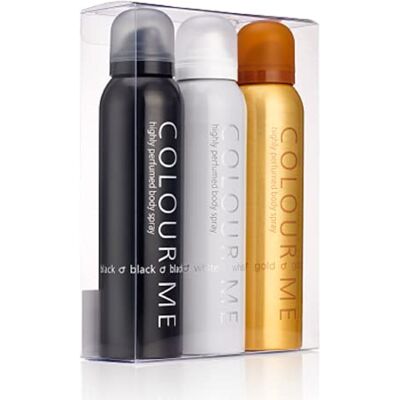 COLOUR ME Milton-Lloyd Körperspray, Schwarz/Weiß/Gold, 150 ml, 3 Stück COLOUR ME Milton-Lloyd Körperspray, Schwarz/Weiß/Gold, 150 ml, 3 Stück