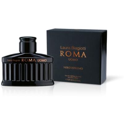 Laura Biagiotti – Roma Uomo Nero Estremo Eau de Parfum Intense 125 ml – Herrenparfum – Holzig-Ambriertes Fougère – Intensive und Tiefe Noten – Schwarzer Flakon Inspiriert vom Römischen Pantheon Laura Biagiotti – Roma Uomo Nero Estremo Eau de Parfum Intense 125 ml – Herrenparfum – Holzig-Ambriertes Fougère – Intensive und Tiefe Noten – Schwarzer Flakon Inspiriert vom Römischen Pantheon