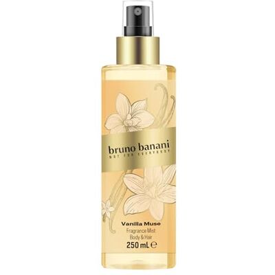 bruno banani Vanilla Muse Body & Hair Splash für Sie, fruchtiger Amber-Duft mit weißen Blüten, Pfirsich und Vanille, intensiv, langanhaltend und verführerisch feminin, 250 ml bruno banani Vanilla Muse Body & Hair Splash für Sie, fruchtiger Amber-Duft mit weißen Blüten, Pfirsich und Vanille, intensiv, langanhaltend und verführerisch feminin, 250 ml