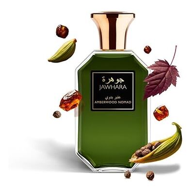 Jawhara Collection Amberwood Nomad Unisex Eau de Parfum, lebhafter Amber-Fougère-Duft mit warmen, harzigen und holzigen Noten, langanhaltender Duft für jeden Anlass, 100 ml Jawhara Collection Amberwood Nomad Unisex Eau de Parfum, lebhafter Amber-Fougère-Duft mit warmen, harzigen und holzigen Noten, langanhaltender Duft für jeden Anlass, 100 ml