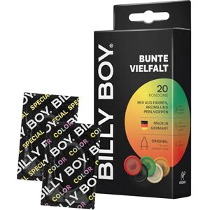 Billy Boy Kondome Bunte Vielfalt 20er 52 mm ORIGINAL bunter, fruchtiger und genoppter Kondommix 20 Stück Billy Boy Kondome Bunte Vielfalt 20er 52 mm ORIGINAL bunter, fruchtiger und genoppter Kondommix 20 Stück