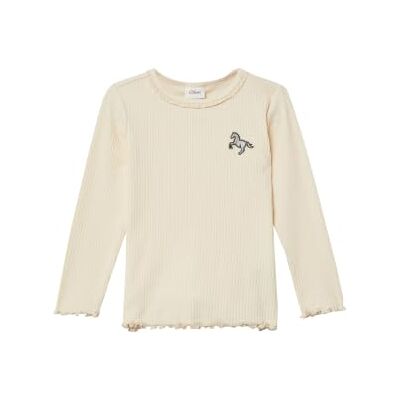 s.Oliver Geripptes Langarmshirt mit Spitzen- und Stickdetail s.Oliver Geripptes Langarmshirt mit Spitzen- und Stickdetail
