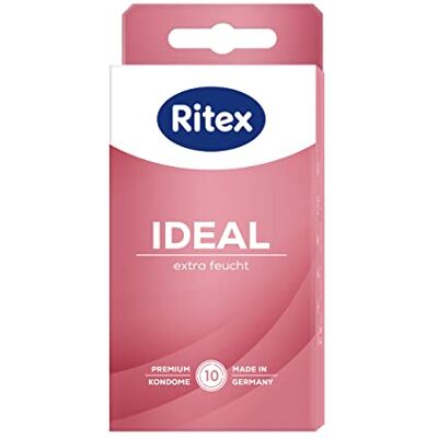 Ritex Kondome Ideal – extra feucht, mit viel Gleitgel, vegan – 10 Stück Mit Gleitgel für entspannten & intensiven Sex – dermatologisch getestet, Made in Germany Ritex Kondome Ideal – extra feucht, mit viel Gleitgel, vegan – 10 Stück Mit Gleitgel für entspannten & intensiven Sex – dermatologisch getestet, Made in Germany