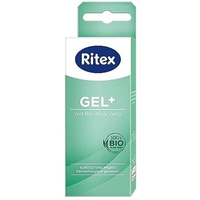 Ritex GEL+ Gleitgel mit Bio Aloe Vera, schützt und pflegt, wasserbasiert, 50 ml, Made in Germany Ritex GEL+ Gleitgel mit Bio Aloe Vera, schützt und pflegt, wasserbasiert, 50 ml, Made in Germany