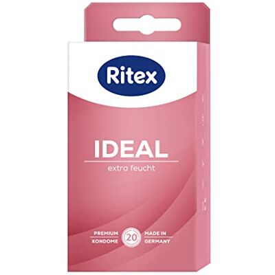 Ritex Kondome Ideal – extra feucht & gefühlsecht dünn, vegan – 20 Stück Mit Gleitgel für entspannten & intensiven Sex – dermatologisch getestet, Made in Germany Ritex Kondome Ideal – extra feucht & gefühlsecht dünn, vegan – 20 Stück Mit Gleitgel für entspannten & intensiven Sex – dermatologisch getestet, Made in Germany