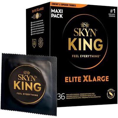 SKYN King Elite X-Large Kondome (36 Stück) latexfrei, ultradünn und weich feel, für Männer, extragroße Größe, glatte gerade Form, 56 mm breit SKYN King Elite X-Large Kondome (36 Stück) latexfrei, ultradünn und weich feel, für Männer, extragroße Größe, glatte gerade Form, 56 mm breit