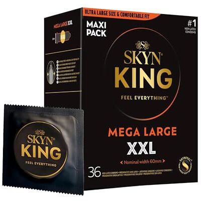SKYN King XXL Kondome (36 Stück) feel Latexfreie für Männer Extra Groß, XXL Grösse Box, Länger & Breiter, 60mm Breite SKYN King XXL Kondome (36 Stück) feel Latexfreie für Männer Extra Groß, XXL Grösse Box, Länger & Breiter, 60mm Breite
