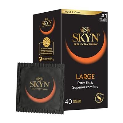 SKYN Large Kondome (40 Stück) feel Latexfreie für Männer Extra Groß, XXL Grösse Box, Länger & Breiter, 56mm Breite SKYN Large Kondome (40 Stück) feel Latexfreie für Männer Extra Groß, XXL Grösse Box, Länger & Breiter, 56mm Breite