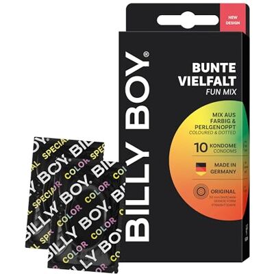 Billy Boy Kondome Bunte Vielfalt 10er 52 mm ORIGINAL bunter und genoppter Kondommix (1x10 Stück) Billy Boy Kondome Bunte Vielfalt 10er 52 mm ORIGINAL bunter und genoppter Kondommix (1x10 Stück)