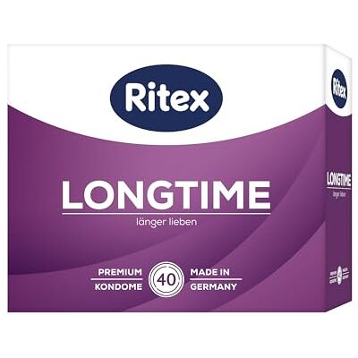 Ritex Kondome Longtime – Länger Lieben mit Doppel-Ring, vegan – 40 Stück Konturierte Passform für länger andauernde Liebesspiele – dermatologisch getestet, Made in Germany Ritex Kondome Longtime – Länger Lieben mit Doppel-Ring, vegan – 40 Stück Konturierte Passform für länger andauernde Liebesspiele – dermatologisch getestet, Made in Germany