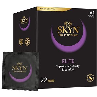 SKYN Elite Kondome (22 Stück) latexfrei, ultradünn und weich feel, für Männer, normale Größe, glatte gerade Form, 53 mm breit SKYN Elite Kondome (22 Stück) latexfrei, ultradünn und weich feel, für Männer, normale Größe, glatte gerade Form, 53 mm breit