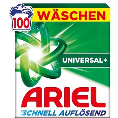 Ariel 's schnell auflösendes Vollwaschmittel Pulver Universal+, 100, 100 Wäschen, Universal+, Fleck-weg-Power in 1 Wäsche, Sofortige Wirkung, selbst in kaltem Wasser Ariel 's schnell auflösendes Vollwaschmittel Pulver Universal+, 100, 100 Wäschen, Universal+, Fleck-weg-Power in 1 Wäsche, Sofortige Wirkung, selbst in kaltem Wasser