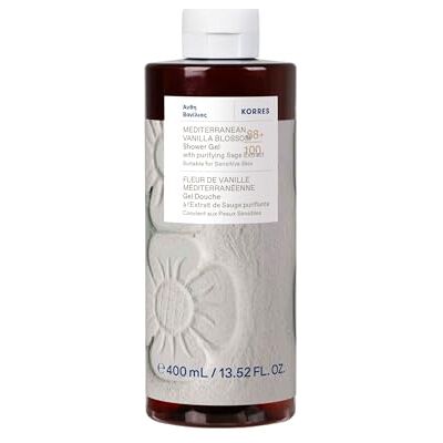 KORRES MEDITERREANIAN VANILLA BLOSSOM Duschgel mit reinigendem Salbei-Extrakt, mit warmen Vanille & Blütenduft, und dermatologisch getestet, vegan, silikon- und parabenfrei, 400 ml KORRES MEDITERREANIAN VANILLA BLOSSOM Duschgel mit reinigendem Salbei-Extrakt, mit warmen Vanille & Blütenduft, und dermatologisch getestet, vegan, silikon- und parabenfrei, 400 ml