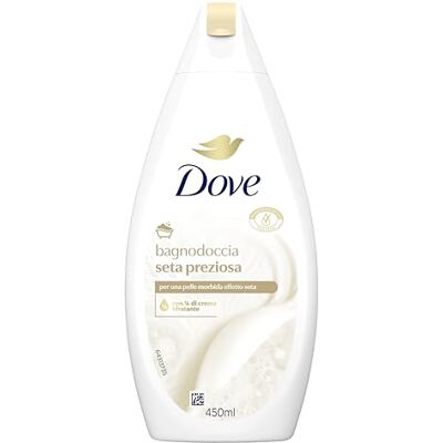 Dove Edles Seidenbad, Formel mit Dermo-natürlicher Feuchtigkeitsspender, mit 1/4 Feuchtigkeitscreme, dermatologisch getestet, Duschgel für Damen und Herren, 100% recycelte Flasche* 450 ml Dove Edles Seidenbad, Formel mit Dermo-natürlicher Feuchtigkeitsspender, mit 1/4 Feuchtigkeitscreme, dermatologisch getestet, Duschgel für Damen und Herren, 100% recycelte Flasche* 450 ml