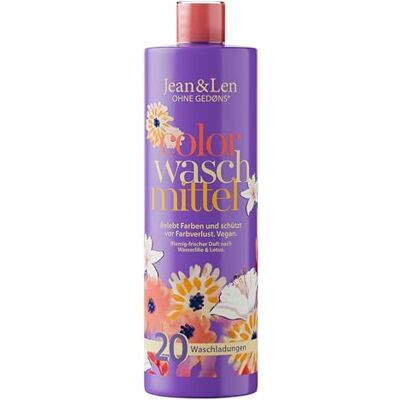 Jean & Len Colorwaschmittel Wasserlilie & Lotus, vegan, 1 L Farb- und faserschonend, frischer Duft, mit pflanzenbasierten Tensiden, mit Dosierkappe, ohne Farbstoffe Jean & Len Colorwaschmittel Wasserlilie & Lotus, vegan, 1 L Farb- und faserschonend, frischer Duft, mit pflanzenbasierten Tensiden, mit Dosierkappe, ohne Farbstoffe