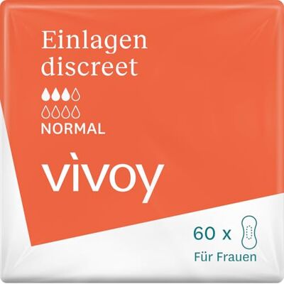 Vivoy Discreet Normal 60 Einlagen im Monatspaket (6 x 10 Stück) bei mittlerer Blasenschwäche und Inkontinenz Hygieneeinlagen für Frauen einzeln verpackt Vivoy Discreet Normal 60 Einlagen im Monatspaket (6 x 10 Stück) bei mittlerer Blasenschwäche und Inkontinenz Hygieneeinlagen für Frauen einzeln verpackt