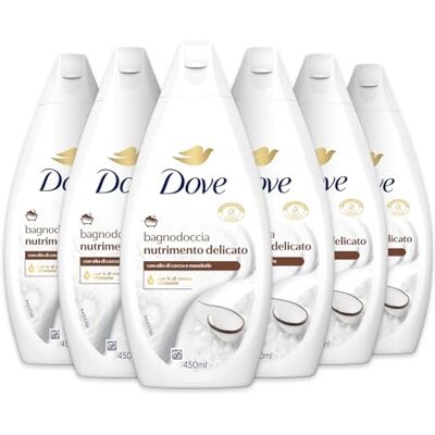 Dove Sanfte pflegende Duschgel, dermo-natürliche Feuchtigkeitspflege, Kokosöl, 1/4 Feuchtigkeitscreme, dermatologisch getestet, Duschgel für Damen und Herren, 100% recycelte Flasche* 6 Stück x 450 ml Dove Sanfte pflegende Duschgel, dermo-natürliche Feuchtigkeitspflege, Kokosöl, 1/4 Feuchtigkeitscreme, dermatologisch getestet, Duschgel für Damen und Herren, 100% recycelte Flasche* 6 Stück x 450 ml