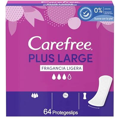 Carefree Slipeinlagen Plus Large Duft, leicht, 64 x 240 g Packung mit 5 Stücke Carefree Slipeinlagen Plus Large Duft, leicht, 64 x 240 g Packung mit 5 Stücke