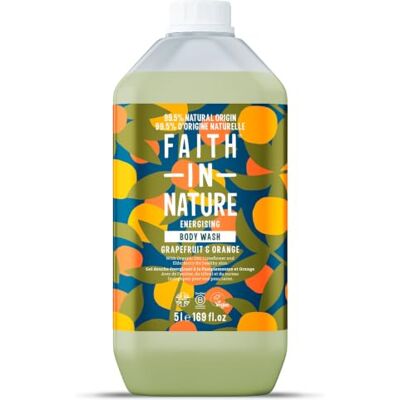FAITH IN NATURE Natürliches Grapefruit & Orange Duschgel, Energiespendendes Duschgel, Vegan und tierversuchsfrei, Ohne SLS oder Parabene, 5 L Nachfüllpack FAITH IN NATURE Natürliches Grapefruit & Orange Duschgel, Energiespendendes Duschgel, Vegan und tierversuchsfrei, Ohne SLS oder Parabene, 5 L Nachfüllpack