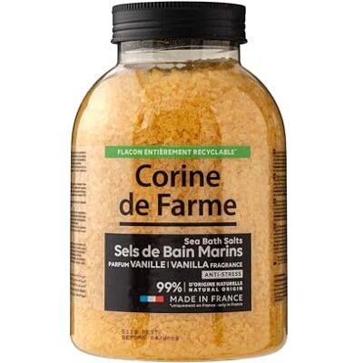 Corine de Farme Meeressalz Anti-Stress mit Vanille – Entspannung und Wohlbefinden – natürliche Inhaltsstoffe – betörender Duft – beruhigende Pflege für Körper und Geist Corine de Farme Meeressalz Anti-Stress mit Vanille – Entspannung und Wohlbefinden – natürliche Inhaltsstoffe – betörender Duft – beruhigende Pflege für Körper und Geist