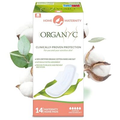 Organyc Bio-Baumwolle Postpartale Einlagen, bequeme Einlagen für Tage mit mittlerem Durchfluss, 14 Stück Organyc Bio-Baumwolle Postpartale Einlagen, bequeme Einlagen für Tage mit mittlerem Durchfluss, 14 Stück