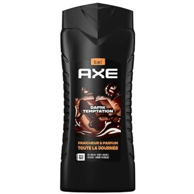Axe 5-in-1-Duschgel für Herren, Dark Temptation, feuchtigkeitsspendend, 24 Stunden, 87% natürliche Inhaltsstoffe, Schokoladenduft, 400 ml Axe 5-in-1-Duschgel für Herren, Dark Temptation, feuchtigkeitsspendend, 24 Stunden, 87% natürliche Inhaltsstoffe, Schokoladenduft, 400 ml