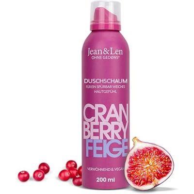 Jean & Len Verwöhnender Duschschaum Cranberry & Feige, vegan, 250 ml Samtweiches Hautgefühl, fruchtiger Duft, Gel-to-Mousse Technologie, ohne Parabene & Silikone Jean & Len Verwöhnender Duschschaum Cranberry & Feige, vegan, 250 ml Samtweiches Hautgefühl, fruchtiger Duft, Gel-to-Mousse Technologie, ohne Parabene & Silikone
