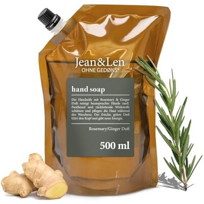 Jean & Len Handseife Rosemary & Ginger im Nachfüllpack, 500 ml Jean & Len Handseife Rosemary & Ginger im Nachfüllpack, 500 ml