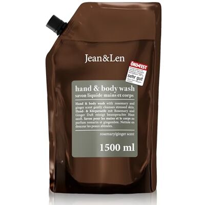 Jean & Len Hand & Body Wash Rosemary und Ginger, Nachfüllbeutel, 1,5L Jean & Len Hand & Body Wash Rosemary und Ginger, Nachfüllbeutel, 1,5L