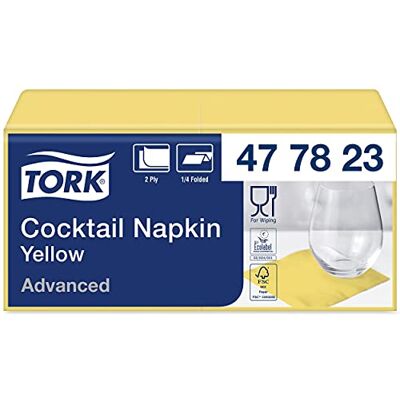 Tork 477823 Cocktailservietten Gelb / Cocktail Serviette in Advanced Qualität mit 1/4 Falz / 12 x 200 (2400) Servietten / 23,8 x 24 cm (B x L) Tork 477823 Cocktailservietten Gelb / Cocktail Serviette in Advanced Qualität mit 1/4 Falz / 12 x 200 (2400) Servietten / 23,8 x 24 cm (B x L)