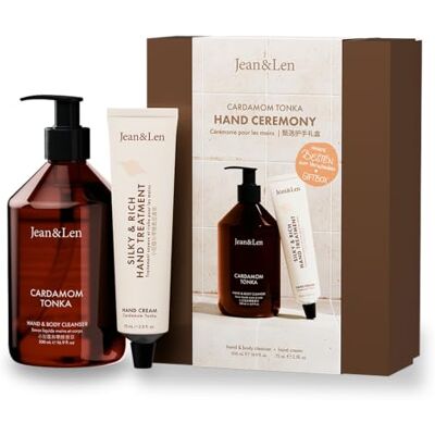 Jean & Len Hand Ceremony Cardamom & Tonka, mit Hand & Body Cleanser und Treatment, Geschenkbox, sanft-würziger Duft, Verpackung ist FSC zertifiziert, veganes Geschenkset Jean & Len Hand Ceremony Cardamom & Tonka, mit Hand & Body Cleanser und Treatment, Geschenkbox, sanft-würziger Duft, Verpackung ist FSC zertifiziert, veganes Geschenkset