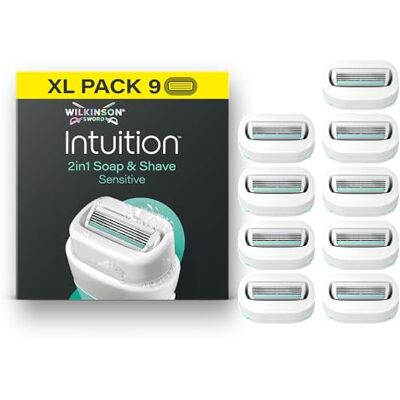Wilkinson Sword Intuition 2in1 Soap & Shave Sensitive Skin Damenrasierer, 9 Ersatzklingen für Damenrasierer Wilkinson Sword Intuition 2in1 Soap & Shave Sensitive Skin Damenrasierer, 9 Ersatzklingen für Damenrasierer