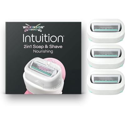 Wilkinson Sword Intuition 2in1 Soap & Shave Nourishing Rasierer für Frauen, Integrierte Vegane Seife, 3 Ersatzklingen Wilkinson Sword Intuition 2in1 Soap & Shave Nourishing Rasierer für Frauen, Integrierte Vegane Seife, 3 Ersatzklingen