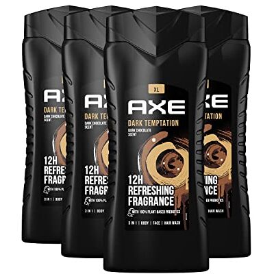 Axe 3-in-1 Duschgel & Shampoo Dark Temptation XL für langanhaltende Frische und Duft dermatologisch getestet 400 ml 4 Stück Axe 3-in-1 Duschgel & Shampoo Dark Temptation XL für langanhaltende Frische und Duft dermatologisch getestet 400 ml 4 Stück