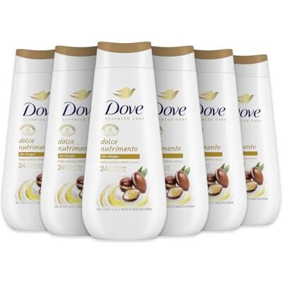 Dove Süßes Nährendes Duschgel, feuchtigkeitsspendendes Duschgel, milde Formel auf dem Hautmikrobiom, mit pflanzlichen Feuchtigkeitsspendern, ohne SLES, Duschbad für Damen und Herren, 6 Stück à 225 ml Dove Süßes Nährendes Duschgel, feuchtigkeitsspendendes Duschgel, milde Formel auf dem Hautmikrobiom, mit pflanzlichen Feuchtigkeitsspendern, ohne SLES, Duschbad für Damen und Herren, 6 Stück à 225 ml