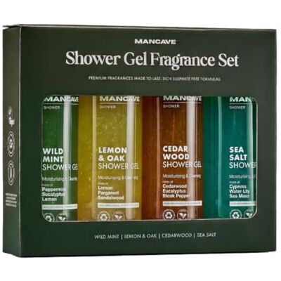 ManCave Duschgel Set Herren 4x500ml Geschenkset Männer mit Wild Mint, Lemon Oak, Zedernholz & Meersalz Sulfatfrei, Vegan XXL Körperpflege Geschenk Männer ManCave Duschgel Set Herren 4x500ml Geschenkset Männer mit Wild Mint, Lemon Oak, Zedernholz & Meersalz Sulfatfrei, Vegan XXL Körperpflege Geschenk Männer