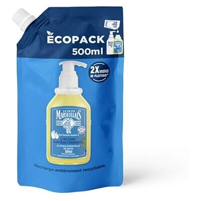Le Petit Marseillais Le Pe Marseillais Antibakterielles Handwaschgel (500 ml Ecopack) – Nachfüllpack Flüssigseife für Pumpenflasche – Handseife mit ätherischem Salbeiöl Le Petit Marseillais Le Pe Marseillais Antibakterielles Handwaschgel (500 ml Ecopack) – Nachfüllpack Flüssigseife für Pumpenflasche – Handseife mit ätherischem Salbeiöl