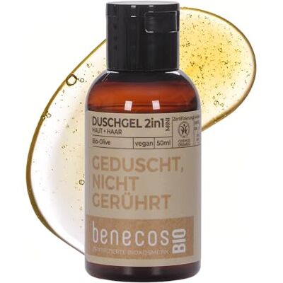 benecos BIO Mini Duschgel 2in1 Geduscht, nicht gerührt Bio-Olive zertifizierte Naturkosmetik vegan sanfte Reinigung für Haut & Haare 50ml benecos BIO Mini Duschgel 2in1 Geduscht, nicht gerührt Bio-Olive zertifizierte Naturkosmetik vegan sanfte Reinigung für Haut & Haare 50ml