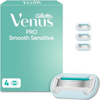 Gillette Pro Smooth Sensitive Rasierklingen Damen, 4 Original Ersatzklingen für Empfindliche Haut Gillette Pro Smooth Sensitive Rasierklingen Damen, 4 Original Ersatzklingen für Empfindliche Haut