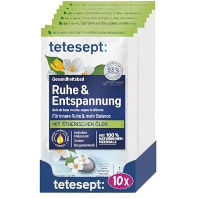 tetesept Meersalz Ruhe & Entspannung, Gesundheitsbad, 10 x 80 g tetesept Meersalz Ruhe & Entspannung, Gesundheitsbad, 10 x 80 g