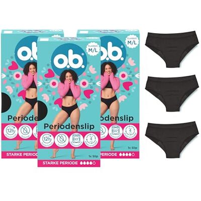 o.b. Periodenslip Größe M/L, wiederverwendbare Periodenunterwäsche bei starker Periode, Menstruationsunterwäsche für bis zu 12 Stunden Auslaufschutz, auch erhältlich in den Größen XS/S, XL/XXL o.b. Periodenslip Größe M/L, wiederverwendbare Periodenunterwäsche bei starker Periode, Menstruationsunterwäsche für bis zu 12 Stunden Auslaufschutz, auch erhältlich in den Größen XS/S, XL/XXL