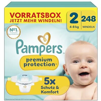 Pampers Premium Protection Größe 2, 248 Windeln, 4kg-8kg, unser Nr. 1 Haut- und Auslaufschutz Pampers Premium Protection Größe 2, 248 Windeln, 4kg-8kg, unser Nr. 1 Haut- und Auslaufschutz