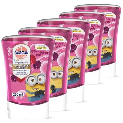 Sagrotan Kids No-Touch Nachfüller Wildbeeren – Für den automatischen Seifenspender – 5 x 250 ml Handseife Sagrotan Kids No-Touch Nachfüller Wildbeeren – Für den automatischen Seifenspender – 5 x 250 ml Handseife