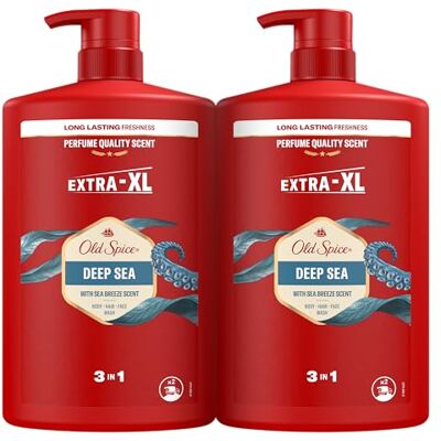 Old Spice Deep Sea Duschgel und Shampoo für Männer, 2 x 1000 ml, Gel für Gesicht, Körper und Haar, 3-in-1, Mehrzweck, langanhaltende Frische, außergewöhnlicher Duft, gründliche Reinigung Old Spice Deep Sea Duschgel und Shampoo für Männer, 2 x 1000 ml, Gel für Gesicht, Körper und Haar, 3-in-1, Mehrzweck, langanhaltende Frische, außergewöhnlicher Duft, gründliche Reinigung