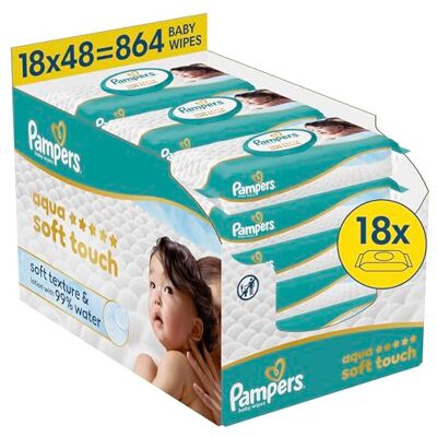 Pampers Feuchte Tücher Aqua Soft touch 18x 864 Stück Pampers Feuchte Tücher Aqua Soft touch 18x 864 Stück