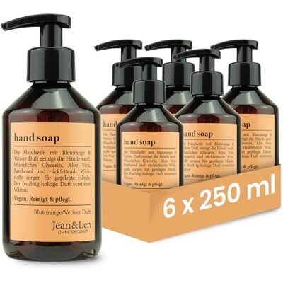 Jean & Len Handseife Blutorange & Vetiver, im Set, 6 x 250 ml Jean & Len Handseife Blutorange & Vetiver, im Set, 6 x 250 ml