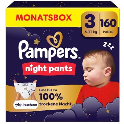 Pampers Night Pants Größe 3, 160 Windeln, 6kg-11kg Pampers Night Pants Größe 3, 160 Windeln, 6kg-11kg