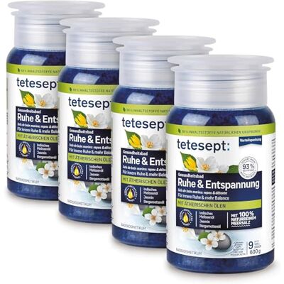 tetesept Meersalz Ruhe & Entspannung, Gesundheitsbad, 4 x 600 g tetesept Meersalz Ruhe & Entspannung, Gesundheitsbad, 4 x 600 g